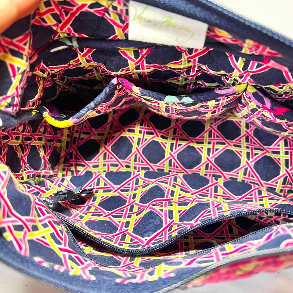 Vera Bradley-Retired Print-Floral-Navy Blue/Pink/Yellow Mix-Medium-Pockets-Cloth - Picture 14 of 16